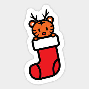 Tiger Christmas Stocking Bambu Brand Holiday Sticker